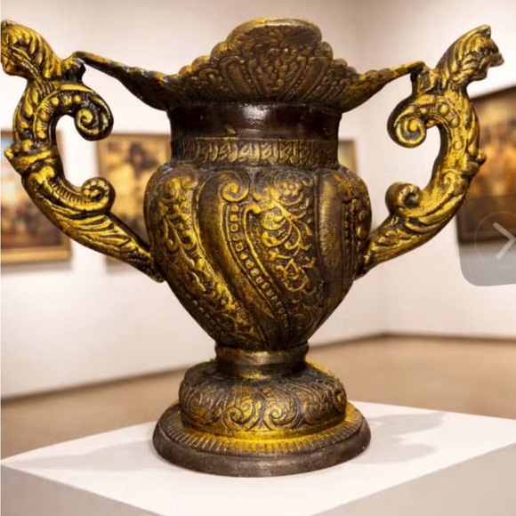 Other - Antique Gilt Metal Urn – Classical Revival Decorative Vase (c. 1890–1925)